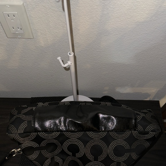 COACH Ashley Dotted Op Art Carryall Shoulder Bag in Black Canvas #F20049 - Picture 6 of 8